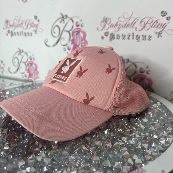 Playboy hat Pink Baseball Cap logo embroidered bunny rabbit head